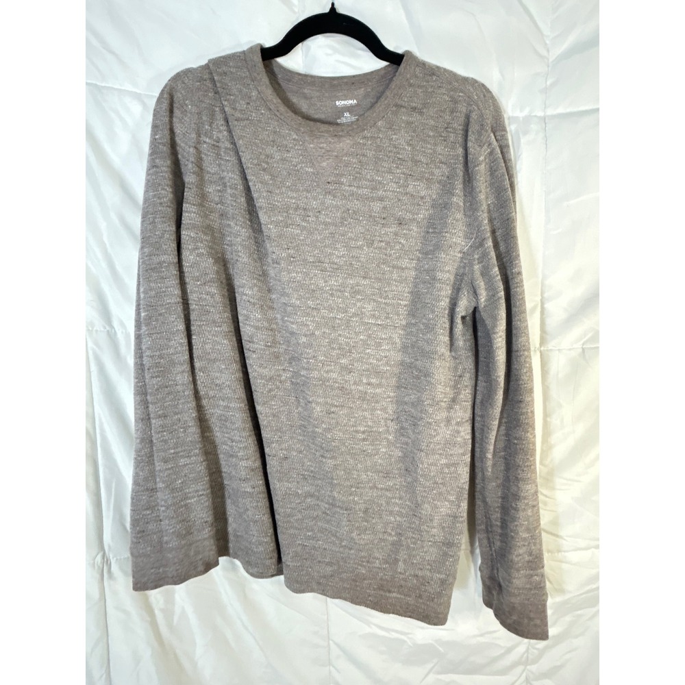SONOMA Goods for Life Mens Tan Waffle‎ Knit Long Sleeve Casual Shirt XL
